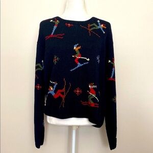 Chompas crochet Women's Black Ski Pattern Sweater